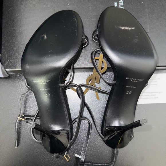 Yves Saint Laurent Black and Gold Heels with Stiletto Design - Picture 3 of 6